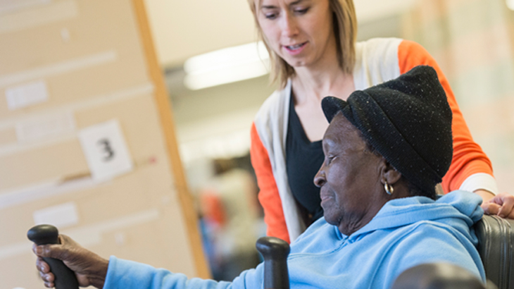 Health professional and senior patient