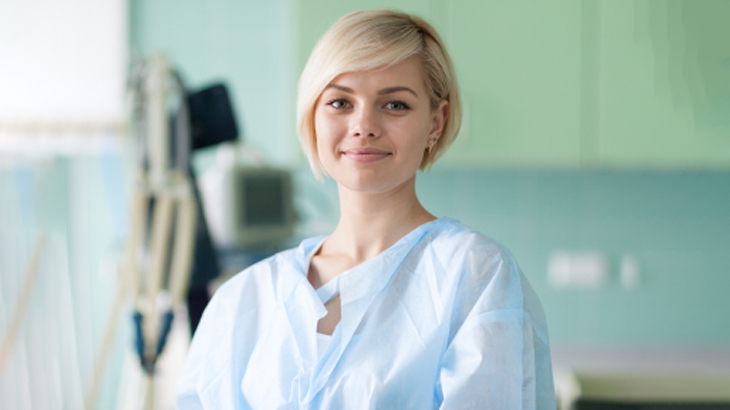 Image of a woman getting ready for cosmetic breast surgery