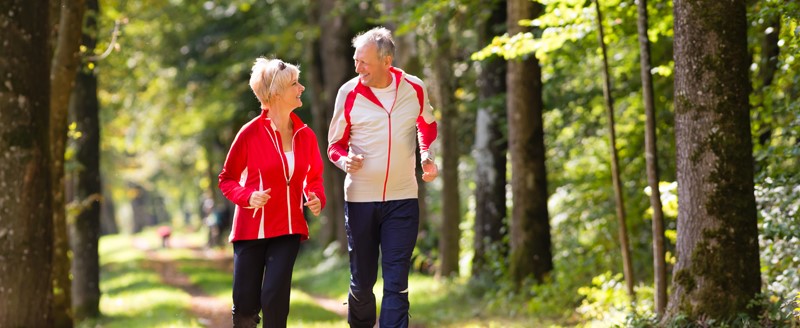 senior couple jogging