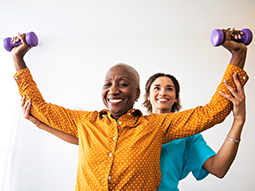 Rehabilitation specialist taking care of senior patient