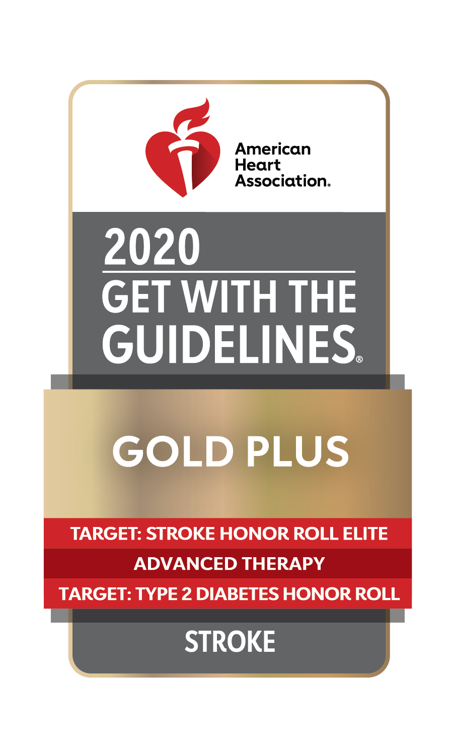 American Heart Association 2020 Gold Plus award for stroke 