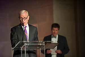 Mark French giving speech after receiving Victory Award in 2016