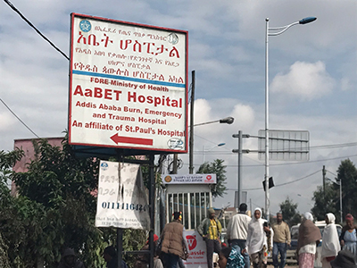 Sign for AaBET Hospital in Addis_Ethiopia from Dr. Douoguih visit